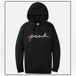 PINK Victoria's Secret Black Rainbow Hoodie- Oversized XS